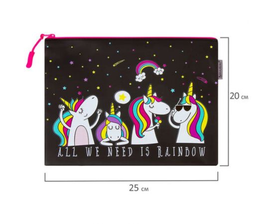 Папка для тетрадей BRAUBERG Unicorns A5, водонепроницаемая молния, 25х20 см 229259 – изображение 8