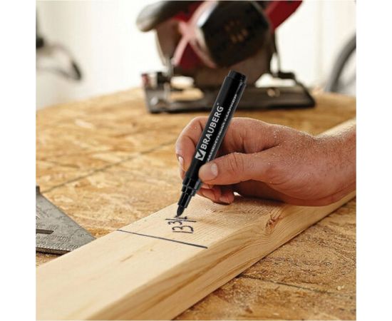 Маркер 10 шт в упаковке BRAUBERG перманентный нестираемый "Classic" ЧЕРНЫЙ круглый наконечн. 3мм с клипом 150300 – изображение 8