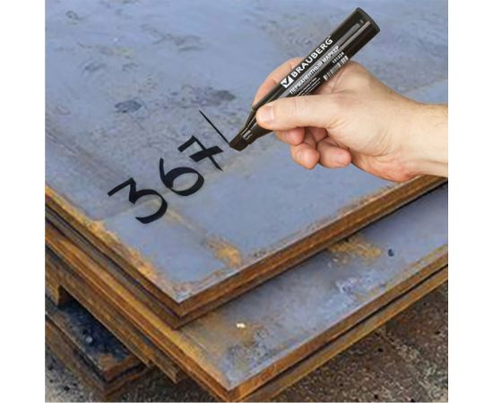 Перманентный маркер BRAUBERG JUMBO, черный, широкая линия письма, скошенный наконечник, 3-10 мм 151224 – изображение 9