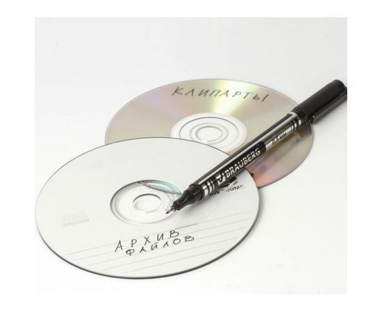 Маркер 12 шт в упаковке BRAUBERG для CD и DVD ЧЕРНЫЙ супертонкий металлический наконечник 05мм 150512 – изображение 9