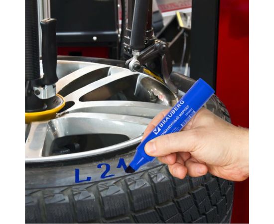 Перманентный маркер BRAUBERG JUMBO, широкая линия письма, скошенный наконечник, 3-10 мм 151225 – изображение 9