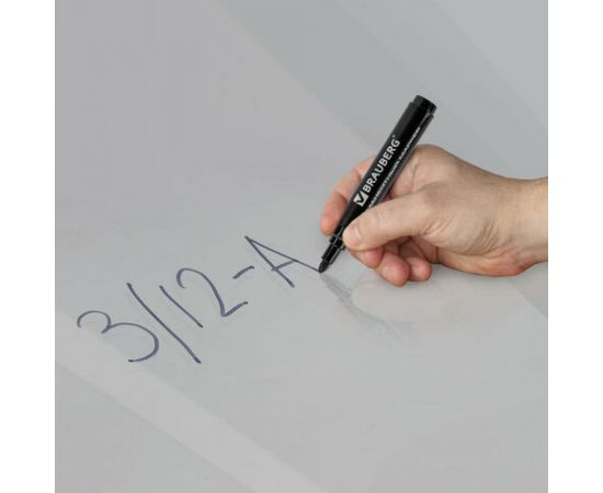 Маркер 10 шт в упаковке BRAUBERG перманентный нестираемый "Classic" ЧЕРНЫЙ круглый наконечн. 3мм с клипом 150300 – изображение 10