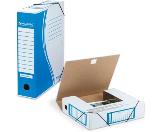 Архивная папка с резинкой, 75 мм, до 700 листов, плотная, синяя BRAUBERG 121810 