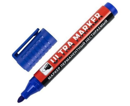 Перманентный маркер BRAUBERG ULTRA MARKER синий, 3.5 мм, с клипом 152206 