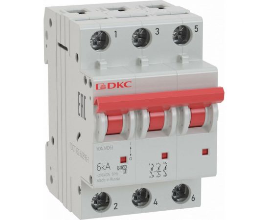 Автоматический модульный выключатель DKC YON MD63 3P 63А C 6kA MD63-3C63-6 