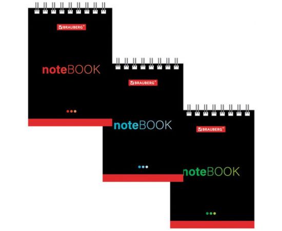 BRAUBERG Блокнот МАЛЫЙ ФОРМАТ 75х105мм А7, 40л, гребень, картон, клетка, Черный стиль, 129855 