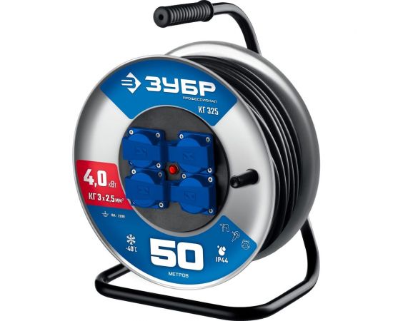 Силовой удлинитель ЗУБР на стальной катушке Кг 325 кг 3x2.5 50м 55079-50 55079-50_z01 
