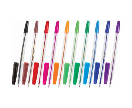 Прозрачные шариковые ручки BRAUBERG Line НАБОР 10 шт, узел 1 мм, линия письма 0,5 мм, 141874 – изображение 2