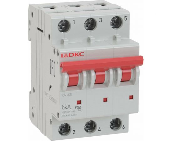 Автоматический модульный выключатель DKC YON MD63 3P 10А D 6kA DKC MD63-3D10-6 – изображение 2