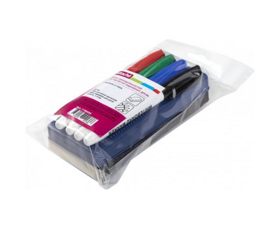 Набор принадлежностей для магнитно-маркерных досок Attache губка и 4 маркера 1198595 – изображение 2