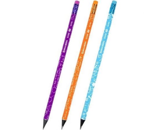 Чернографитный карандаш BRAUBERG EXAM 1 шт, HB, с ластиком, корпус ассорти 181753 – изображение 2