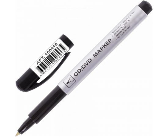 Маркер BRAUBERG для CD и DVD, черный, тонкий наконечник, 1мм 150418 – изображение 2