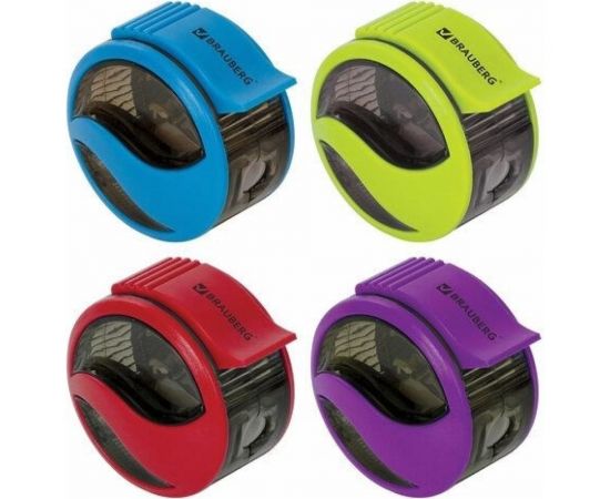 Точилка BRAUBERG Rewind с контейнером, пластиковая, корпус ассорти 228468 – изображение 2
