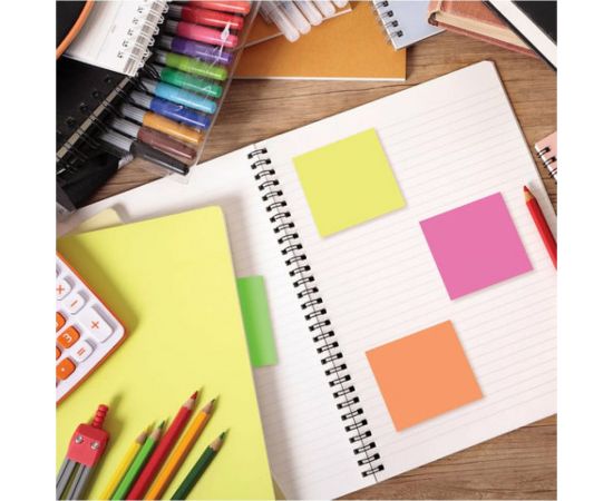 Самоклеящийся блок BRAUBERG стикеры, 51х51 мм, 400 листов, неоновый, 5 цветов 122857 – изображение 2