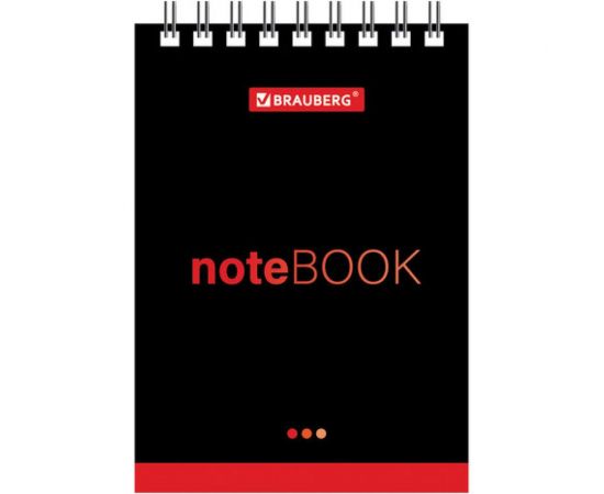 BRAUBERG Блокнот МАЛЫЙ ФОРМАТ 75х105мм А7, 40л, гребень, картон, клетка, Черный стиль, 129855 – изображение 3