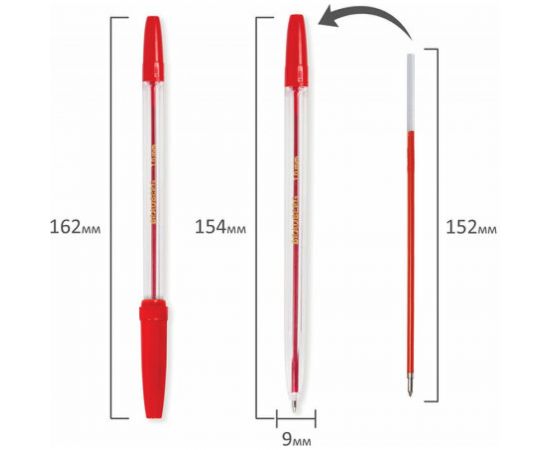 Прозрачные шариковые ручки BRAUBERG Line НАБОР 10 шт, узел 1 мм, линия письма 0,5 мм, 141874 – изображение 3