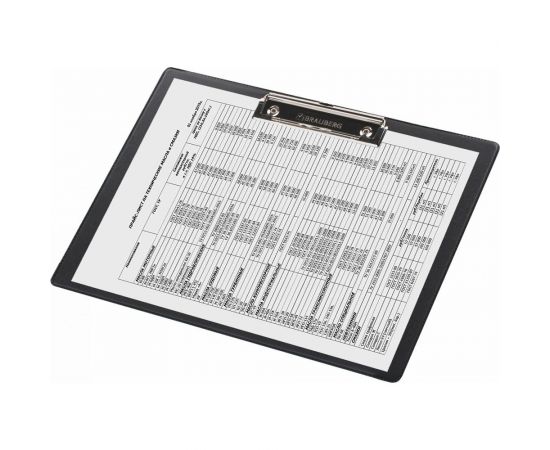 Доска-планшет BRAUBERG ""NUMBER ONE"" горизонтальная 318x228 мм, с прижимом, А4, картон/ПВХ, черная 232223 – изображение 3