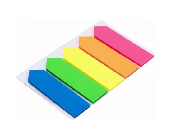 Неоновые клейкие закладки BRAUBERG Стрелки 50х14 мм, 5 цветов х 25 листов 111362 – изображение 3