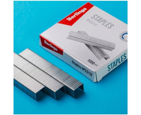 Оцинкованные скобы для степлера BERLINGO №23/10 1000 шт DSk_23100 – изображение 3
