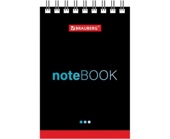 BRAUBERG Блокнот МАЛЫЙ ФОРМАТ 75х105мм А7, 40л, гребень, картон, клетка, Черный стиль, 129855 – изображение 4