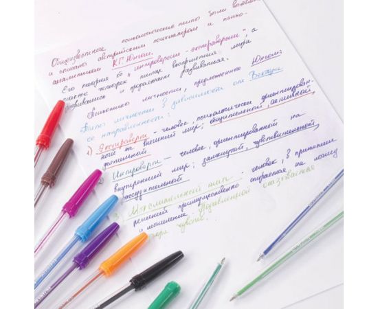 Прозрачные шариковые ручки BRAUBERG Line НАБОР 10 шт, узел 1 мм, линия письма 0,5 мм, 141874 – изображение 5