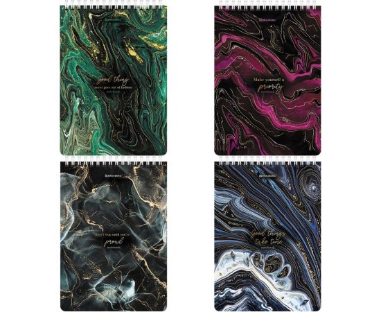 Блокнот BRAUBERG А5, 146x206 мм, 80 л., гребень, картон, жесткая подложка, клетка, Marble 114386 – изображение 5