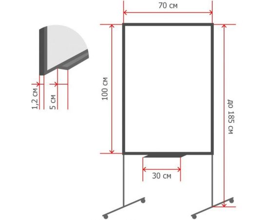 Двусторонний магнитно-маркерный флипчарт Attache на роликах, 70х100 1023831 – изображение 6
