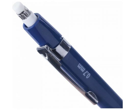 Трёхгранный механический карандаш BRAUBERG синий корпус + грифели HB, 0,7 мм, набор 12 шт 180494 – изображение 6