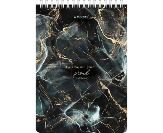 Блокнот BRAUBERG А5, 146x206 мм, 80 л., гребень, картон, жесткая подложка, клетка, Marble 114386 – изображение 7