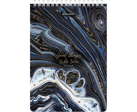 Блокнот BRAUBERG А5, 146x206 мм, 80 л., гребень, картон, жесткая подложка, клетка, Marble 114386 – изображение 8