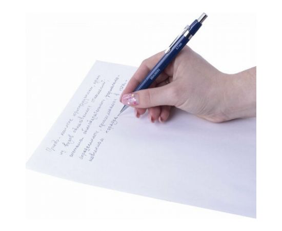 Трёхгранный механический карандаш BRAUBERG синий корпус + грифели HB, 0,7 мм, набор 12 шт 180494 – изображение 9