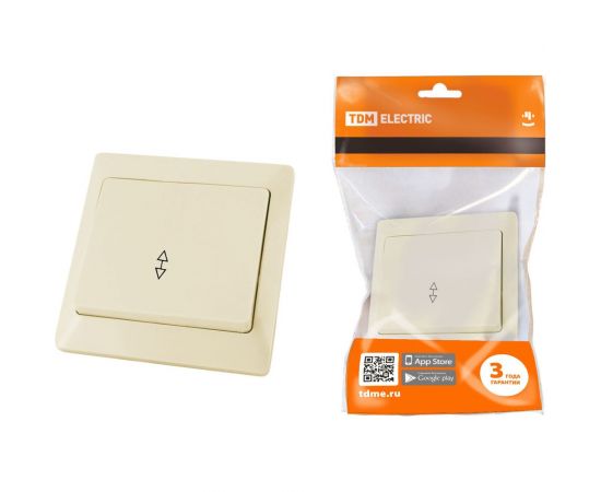 1 клавишный выключатель TDM Ильмень на 2 направления 10А слоновая кость SQ1823-0105 