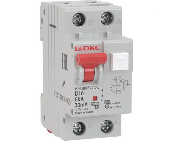 Автоматический выключатель дифференциального тока DKC авдт yon mdr63 1p+n 6a c 30ma 6ka тип a MDR63-22C6-A 