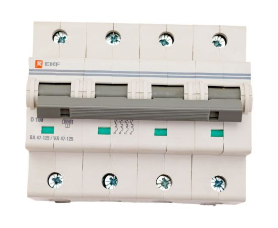 Автоматический выключатель EKF PROxima ВА 47-125, 4P, 100А, D, 15кА, SQ mcb47125-4-100D 