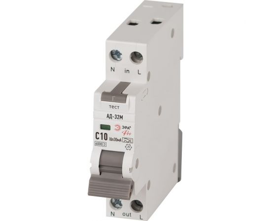 Автоматический выключатель дифференциального тока ЭРА АВДТ PRO DM32E2C10A30 АД32M 6кА, электронное, 1PN, С10, 30мА, тип А Б0058995 