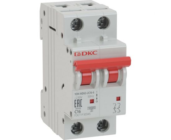 Автоматический модульный выключатель DKC YON MD63 2P 10А C 10kA MD63-2C10-10 