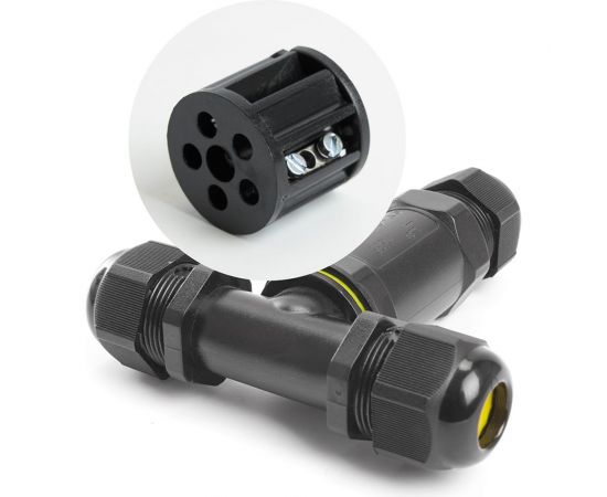 Соединитель-коннектор STEKKER для проводов LD530, 3-контактный, водонепроницаемый (клемма 3pin), черный 49116 