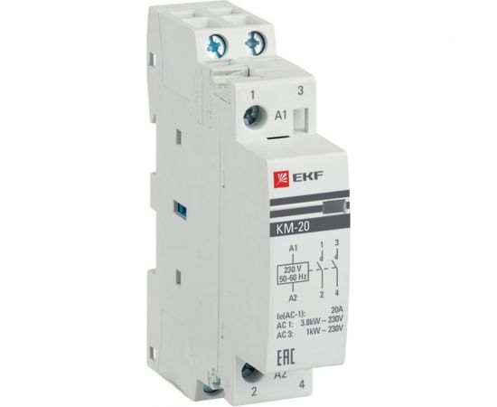 Модульный контактор EKF КМ, 20А 1п 220В (2но) km-1-20-20 