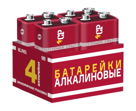 Алкалиновая батарейка CRAZYpower 6LR61 4 шт 5041349 