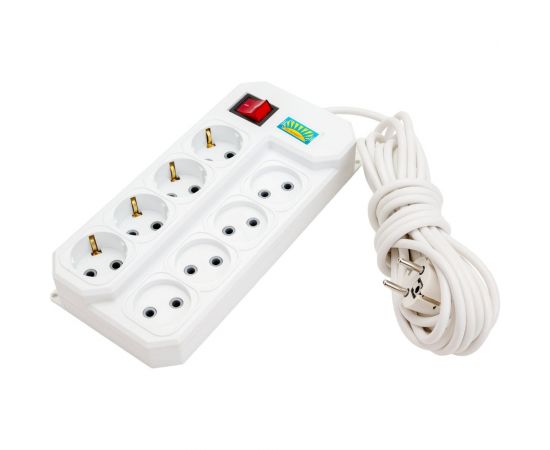 Сетевой фильтр ПЕРЕСВЕТ+ удлинитель на 8 гнезд, шнур ПВС 3х0,75, 5 м 4620003920653 