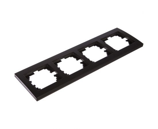 Четырехместная горизонтальная рамка Lezard RAIN со вставкой, черный графит матовый 703-4141-149 