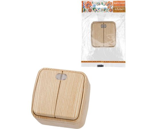 Выключатель TDM 2-кл. открытой установки с подсветкой IP20 10А, сосна ""Дача"" Народная SQ1824-0054 