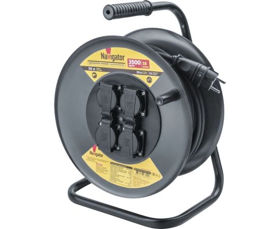 Удлинитель Navigator 93 899 npe-rm-04-50-e-ip44-3x2.5, катушка, 4 гнезда, c заземлением, кг 50м 93899 – изображение 2