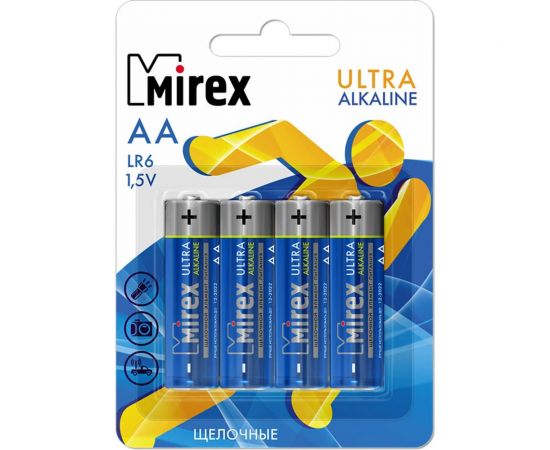 Батарея Mirex щелочная LR6 / AA 1,5V 4 шт ecopack, 23702-LR6-E4 – изображение 2