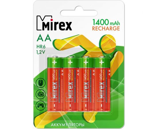 Аккумулятор Mirex, Ni-MH HR6 / AA 1400mAh 1,2V 4 шт ecopack 23702-HR6-14-E4 – изображение 2