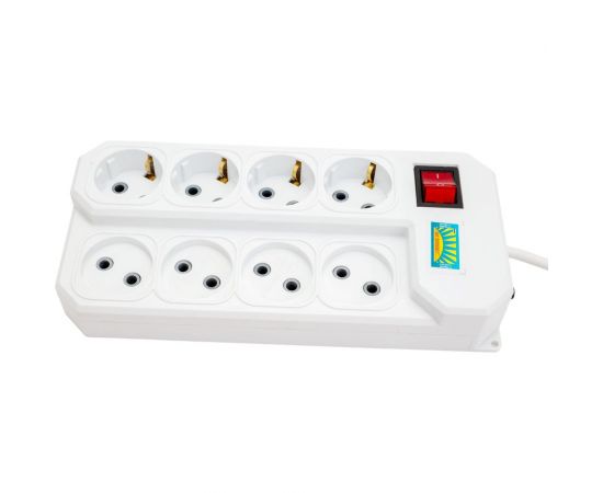 Сетевой фильтр ПЕРЕСВЕТ+ удлинитель на 8 гнезд, шнур ПВС 3х0,75, 5 м 4620003920653 – изображение 2