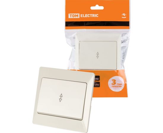 1 клавишный выключатель TDM Ильмень на 2 направления 10А слоновая кость SQ1823-0105 – изображение 2