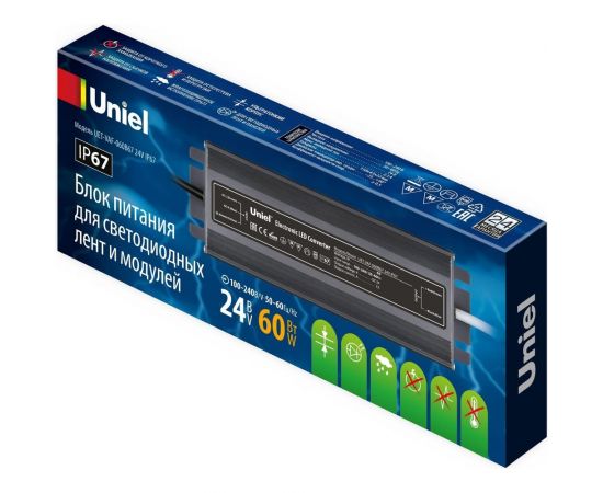 Блок питания Uniel ультратонкий UET-VAF-060B67 24V IP67 UL-00009366 – изображение 2