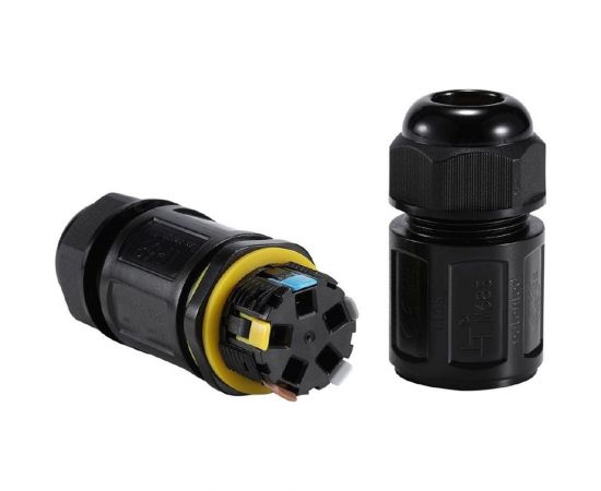 5-контактный соединитель-коннектор STEKKER ld546 с рычажной клеммой, с пружинным контактом, IP68, черный , 49234 – изображение 2