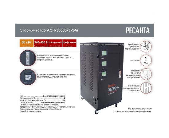 Трехфазный стабилизатор Ресанта АСН 30000/3 63/4/7 – изображение 2